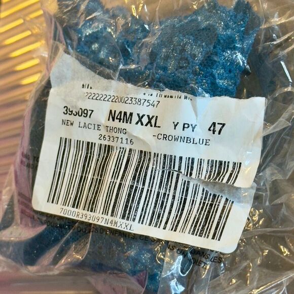 NWT Victoria’s Secret lacie thong panty - xxl blue/gold shimmer animal - Picture 6 of 6